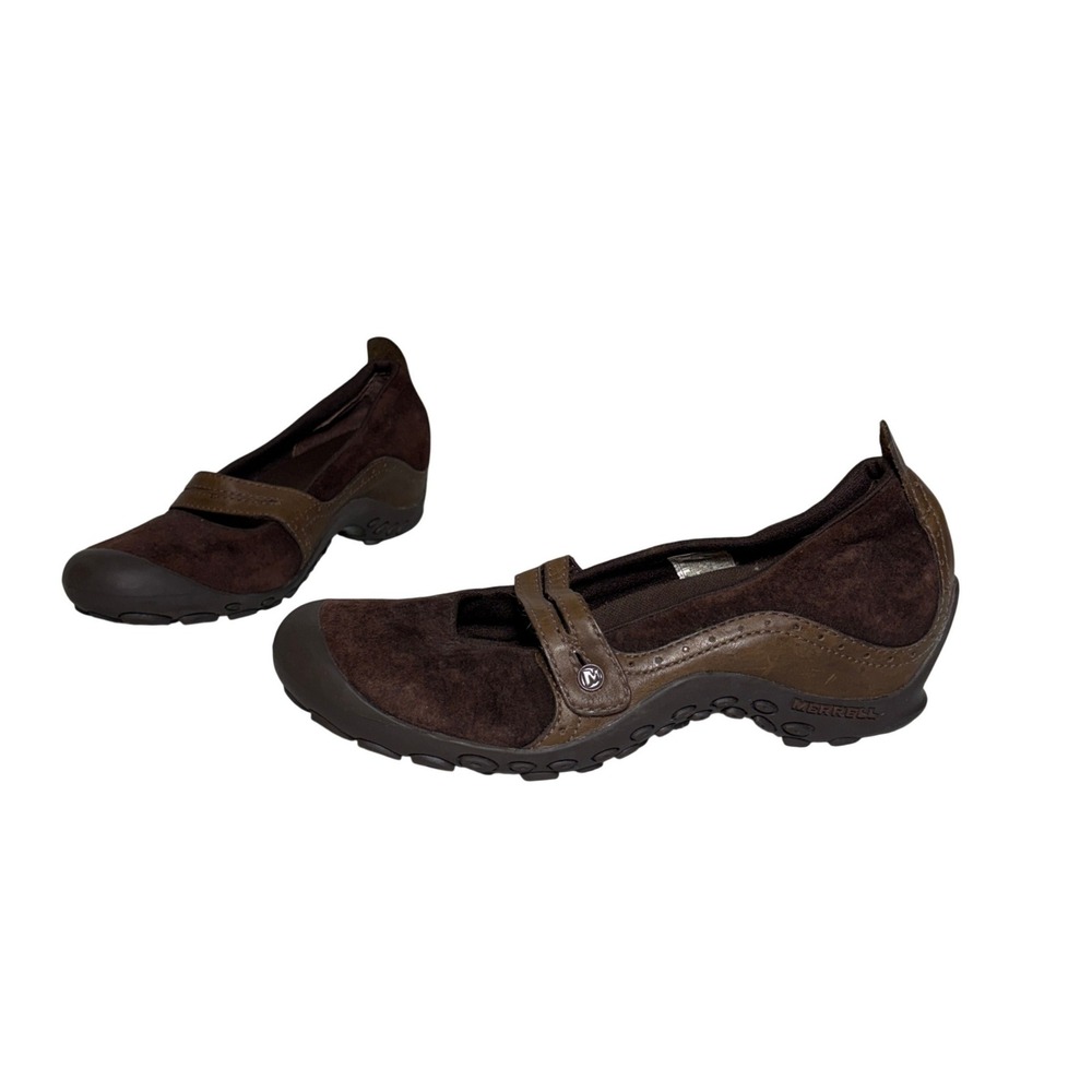 Merrell Mary Jane Shoes Womens Size 10 Plaza Bandeau Chocolate Brown Suede Wedge